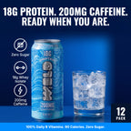 Blue Razz 12 pack: 18g protein, 200mg caffeine, zero sugar