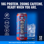 Fruit Punch 12 pack: 18g protein, 200mg caffeine, zero sugar