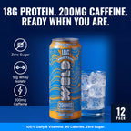 Orange Cream 12 pack: 18g protein, 200mg caffeine, zero sugar