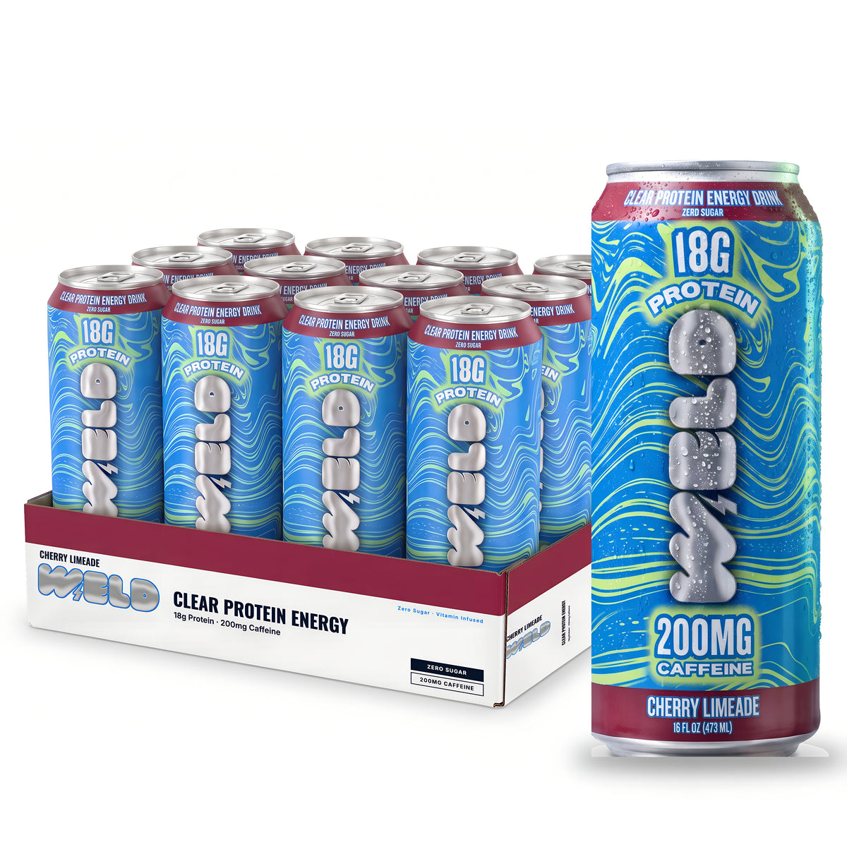 WELD Cherry Limeade 12 Pack case with a single can