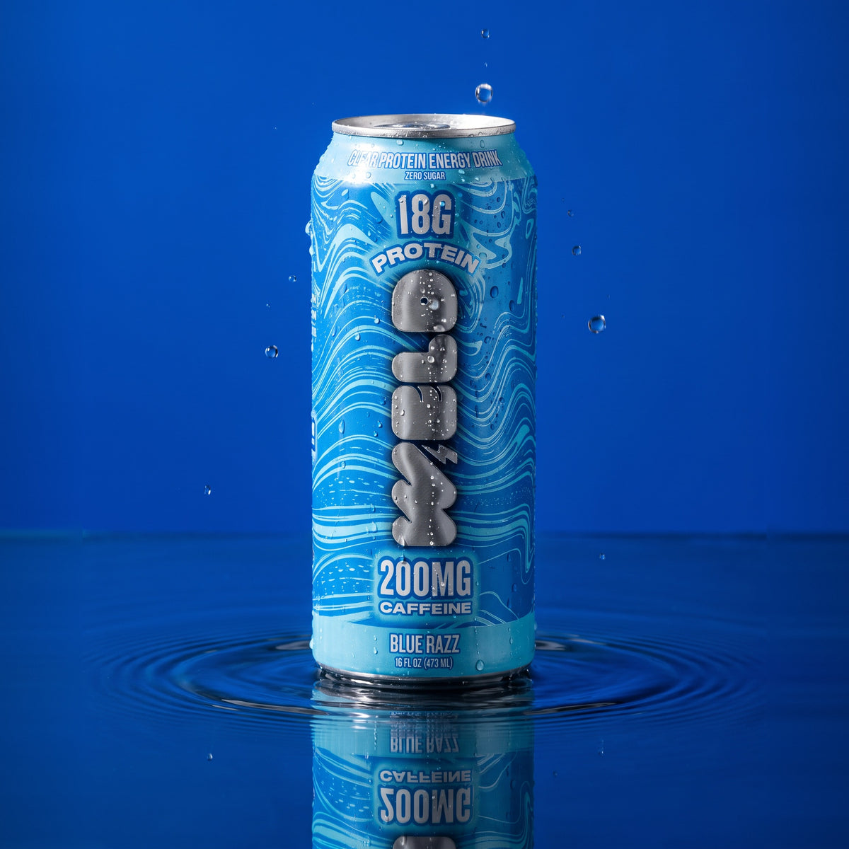 WELD Blue Razz can standing in water
