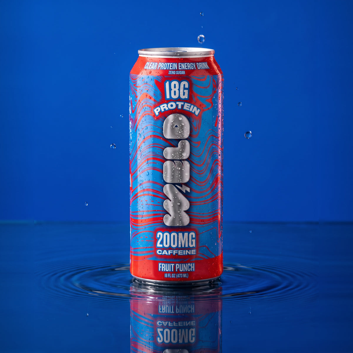 WELD Fruit Punch can standing in water